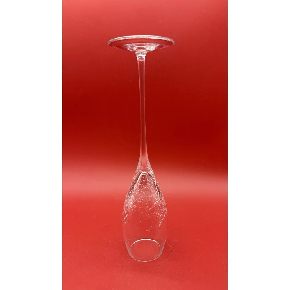 Set Of 3 Pier 1 REFLECTIONS Crackle Glass Fluted Champagne Flute